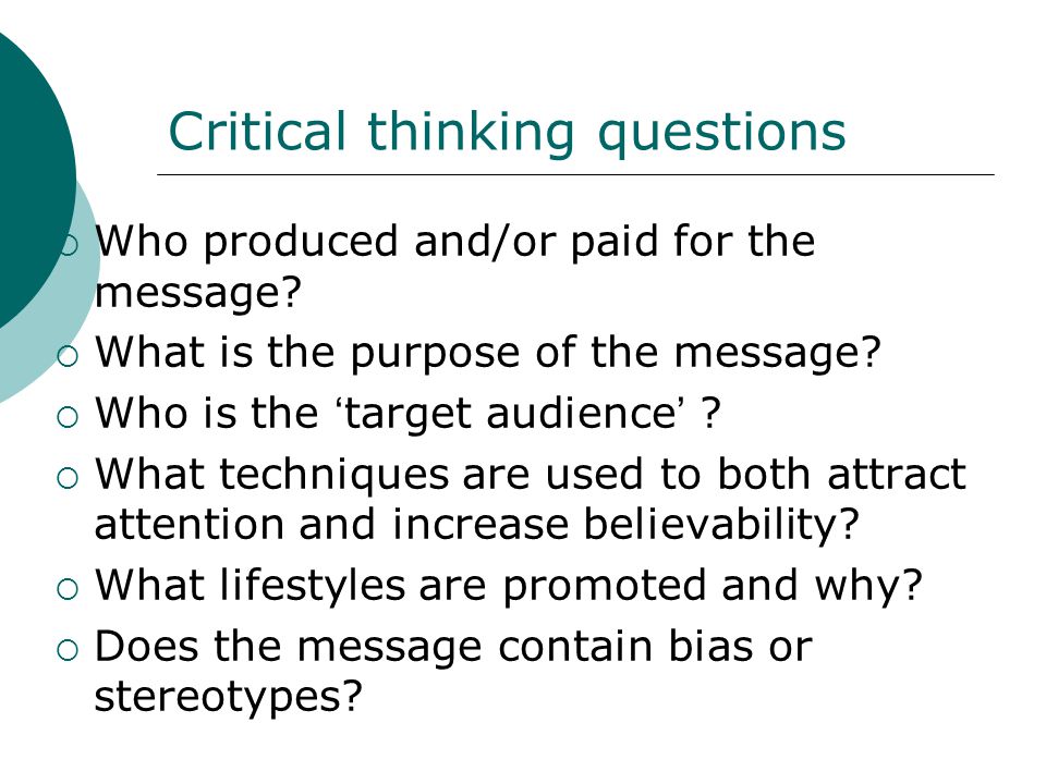 Purpose of critical thinking questions